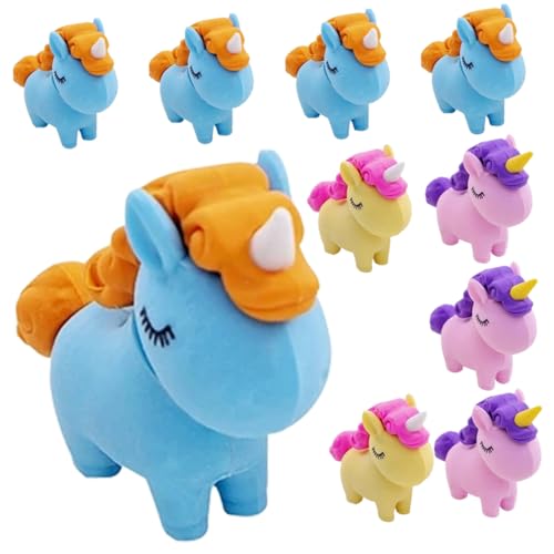 Milisten 10Stücke Einhorn Radiergummis für Kreative Tragbare Radiergummis mit Bunten Einhornmotiven für Belohnungen Schreibtischspielzeug von Milisten