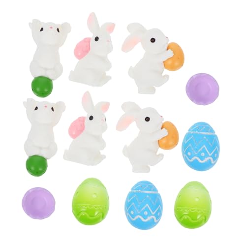 Milisten 12 Stück Osterhase Ostern-miniaturskulptur Osterkuchen Topper Rustikale Frühlings-partydekorationen Bauernhaus Osterdeko Hasen-ornamente Kaninchen-miniaturfiguren Osterschmuck Harz von Milisten