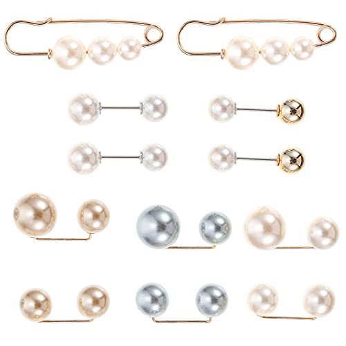Milisten 12 Stück Perlen-Broschennadeln für den Halsausschnitt Sicherheitsnadeln Hemd Kleid Clip Schalkragen Taille Straffer Pin für Frauen von Milisten
