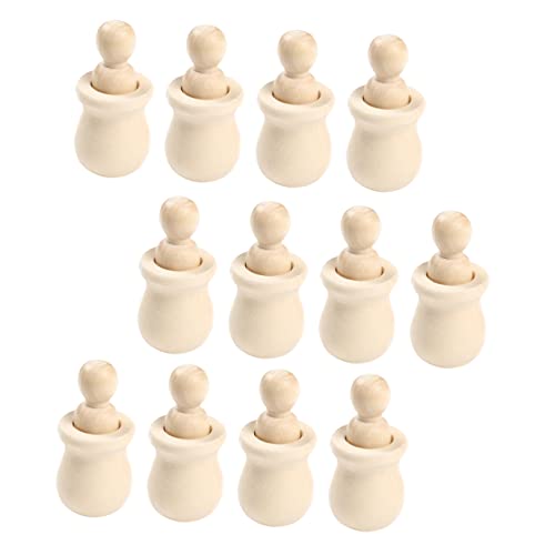 Milisten 12 Stück Teiliges DIY Holzpuppen Peg Dolls zum Bemalen Unbemalte Holzfiguren für Basteln Natürliche Holzfarben für Kinderzimmer Dekoration und Kreatives Malen von Milisten