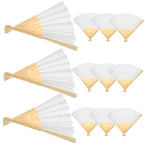 Milisten 12 Stück Teiliges Faltbarer Chinesischer Handfächer Tragbar aus Hochwertigem Papier Vielseitig für Tanz Party Hochzeit Sommer DIY Kalligraphie fächer von Milisten