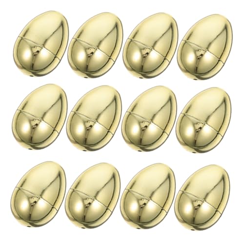 Milisten 12 Stück ostern goldene eier leer Form metallisch Fälschung Partyversorgung Party goldene Eier -Kugelschachteln öffenbare Eier künstliche Eier Befüllbare Eierornamente pp von Milisten
