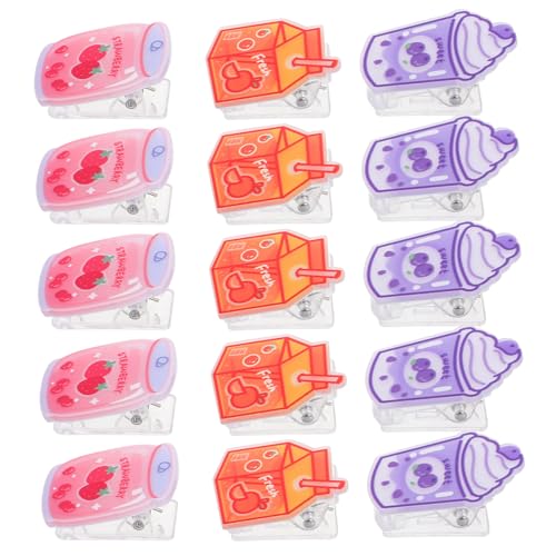 Milisten 15 Stück Kreativer Clip Entzückende Dateiclips Clips Für Snackbeutel Mehrzweck-bilderklammern Snack-clips Für Taschen Ecke Büroklammern Dokumente Clips Dokument Clip Plastik Acryl von Milisten