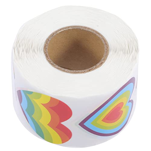 Milisten 1Rolle Rainbow Herz Aufkleber Rolle Selbstklebende Sticker für DIY Bastelprojekte Geschenksiegel Blumenverpackungen und Einladungen Hochzeiten und Pride Partys von Milisten