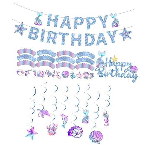 Milisten 1Satz Themen Geburtstagsfeier mit Banner Hängenden Dekorationen Cupcake Toppern und Wrappers für Traumhafte Unterwasserpartys und Unvergessliche Feiern Milisten 1Satz Themen Geburtstagsfeier mit Banner Hängenden Dekorationen Cupcake Toppern und Wrappers für Traumhafte Unterwasserpartys und Unvergessliche Feiern von Milisten