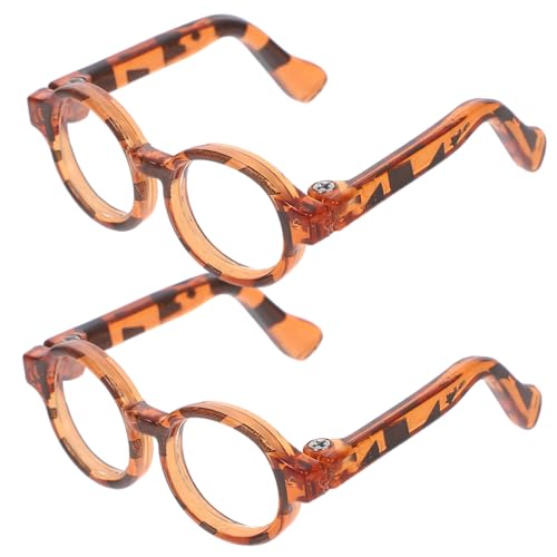 Milisten 2 Paare Mini -Brillen -Puppenzubehör Lesebrille für Puppen Puppenbrillen kleine Brille plastikpuppe Cosplay Brille entzückende Mini- Puppe Leopard von Milisten