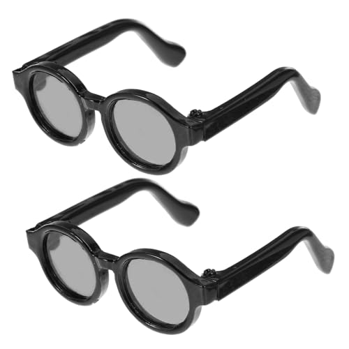 Milisten 2 Paare Mini -brillenzubehör Kleine Brille Puppenbrille Kleinkinder Ankleiden Brille Für Puppe Gläser Kostümzubehör Für Minipuppen Puppen-mini-brillengestell Black Plastik von Milisten