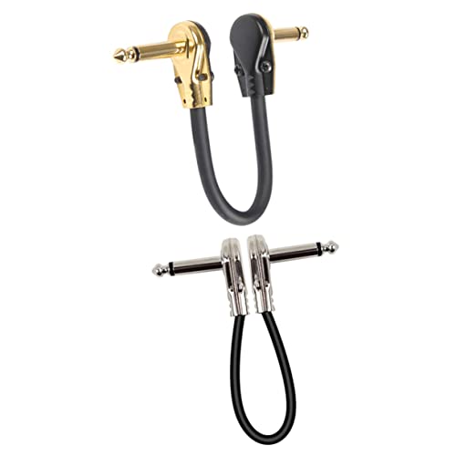 Milisten 2 Stück Flache Gitarren Patchkabel für Effektpedale Gold und Silber Hochwertige Verbindungskabel für Gitarre Langlebig und Störgeräuschreduzierung von Milisten