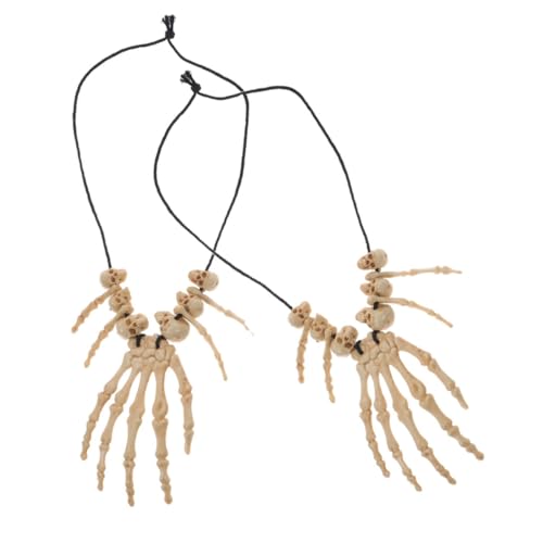 Milisten 2 Stück Halloween Halskette mit Skelett Kopf und Handknochen Verstellbare Kette aus Leichtem Harz Retro und Charmant für Kostüme und Anlässe Milisten 2 Stück Halloween Halskette mit Skelett Kopf und Handknochen Verstellbare Kette aus Leichtem Harz Retro und Charmant für Kostüme und Anlässe von Milisten