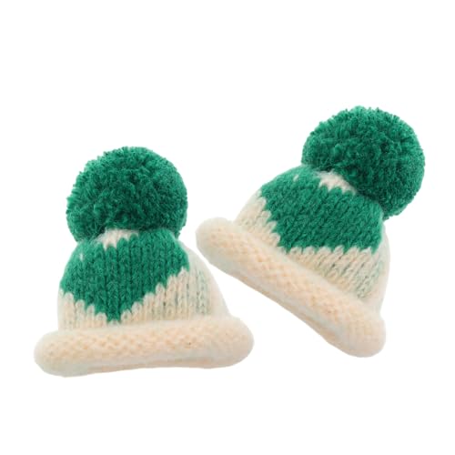 Milisten 2 Stück Mini-Strickmütze kleine Strickmützen Puppenhüte Puppenhutzubehör kleine Bastelhüte Weihnachtsschmuckhüte Mini-Weihnachtsbasteleien Mini-Wollmützen DIY Strickmützen Stricken von Milisten