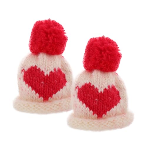 Milisten 2 Stück Mini-strickmütze Puppenhüte Kleine Strickmützen Puppenhutzubehör Projekt Osterschmuck Selber Machen Handwerk Osterbaum -Ornamente Osterbaumdekorationen Flasche Stricken von Milisten