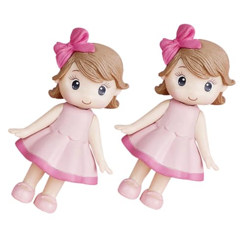 Milisten 2 Stück Teiliges Mädchen Cake Topper Rosa Schleifenfigur Geburtstagskuchendeko Niedliche Mädchenfigur aus Polymer Clay Vielseitige Tortendekoration für Party und Tischdeko von Milisten