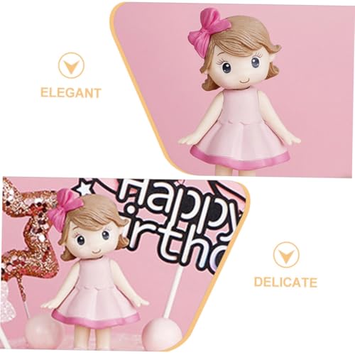 Milisten 2 Stück Teiliges Mädchen Cake Topper aus Polymer Clay Rosa Schleife Detailreiche Miniaturfigur Langlebige Tortendekoration für Geburtstage Hochzeiten Jubiläen Festliche von Milisten