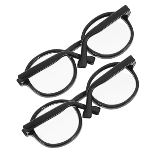 Milisten 2 Stück Teiliges Puppenbrillen Miniatur Brillen Accessoires für Puppen DIY Anziehbrille Schwarzrahmen Transparent für Puppenkostüme und Puppenhausdeko von Milisten