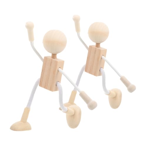 Milisten 2 Stück Unbemalte Holz Puppen für Kreatives Basteln Diy Holzfiguren Set zur Gestaltung von Holz Peg Personen und Dekorativen Tierfiguren für Schreibtisch Dekoration von Milisten