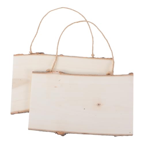 2 Unfertiges Blanko Holzschilder Zum Aufhängen, Rechteckige Platzschilder Holz Mit Seil, Schlichte Holz-Türschilder, Bauernhaus-Wandkunst Zum Malen, Schreiben, Basteln-L von Milisten