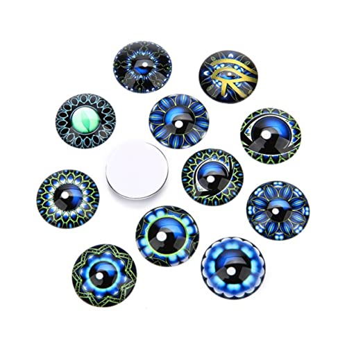 Milisten 20 Stück Glasfleck Schmuckmaterial selber Machen runder Cabochon aus Glas Edelsteine ​​Glasaufkleber Flecken Schmuckaufnäher Blau von Milisten