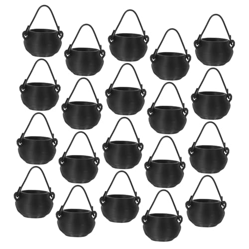 Milisten 20 Stück Teiliges Mini Halloween Cauldron Kleine Kunststoff Kessel für Party Dekoration Süßigkeitenhalter Kompakt und Leicht für DIY und Miniatur Szenen Halloween Accessoires von Milisten