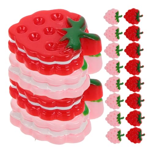 Milisten 20 Stück Teiliges Mini Resin Erdbeer Keks Charms Realistisch Gestaltete Flache Rückseite Vielseitig für DIY Bastelarbeiten Fotoalben Handyhüllen und Kreative Kinderprojekte von Milisten