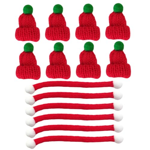 Milisten 20 Stück Teiliges Set Mini Strickmützen und Schals für Weihnachten DIY Bastelzubehör für Puppen Handys und Flaschen für Kreative Weihnachtsdekorationen von Milisten