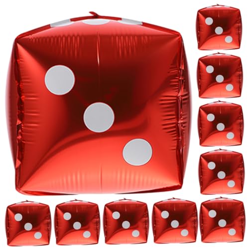 Milisten 20 Stück Würfelballons Aluminium Folie Themenparty Dekoration Geformte Ballons Für Spieleabende Rote Partydeko Luftballons Für Erwachsene von Milisten