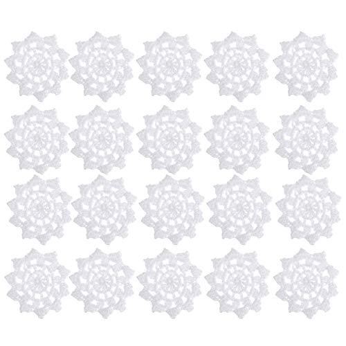 Milisten 20 Stück handgehäkelte Spitzendeckchen zum Basteln, Schneeflocken-Mini-Deckchen, Spitzen-Untersetzer, Baumwoll-Blumen-Applikationen, Flicken für Kleidung, Stirnbänder, Geschenkpaket, weiß Milisten 20 Stück handgehäkelte Spitzendeckchen zum Basteln, Schneeflocken-Mini-Deckchen, Spitzen-Untersetzer, Baumwoll-Blumen-Applikationen, Flicken für Kleidung, Stirnbänder, Geschenkpaket, weiß von Milisten