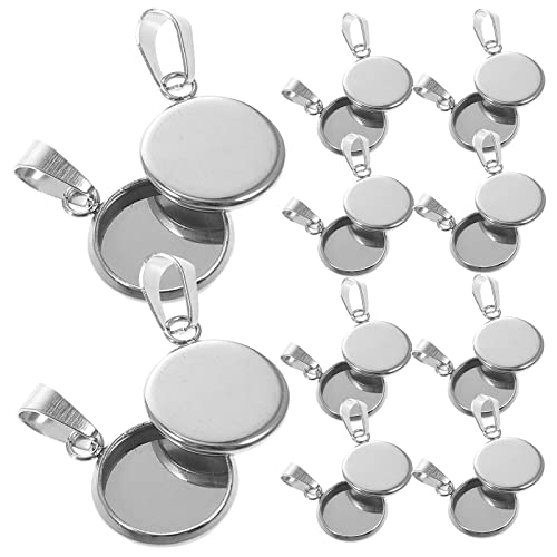 Milisten 20Pcs Anhänger Tabletts Kit Runde Lünette Rohlinge Tabletts Anhänger Cabochon Einstellungen für DIY Handwerk Foto Schmuck Machen Silber von Milisten