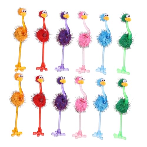 Milisten 24 Stück Cartoon-Stift süße Stifte lustige Stifte Straußenstifte neuartige flauschige Stifte flauschiger Stift unscharfer Stift Kugelschreiber in Straußenform Strauße Stift Plastik von Milisten
