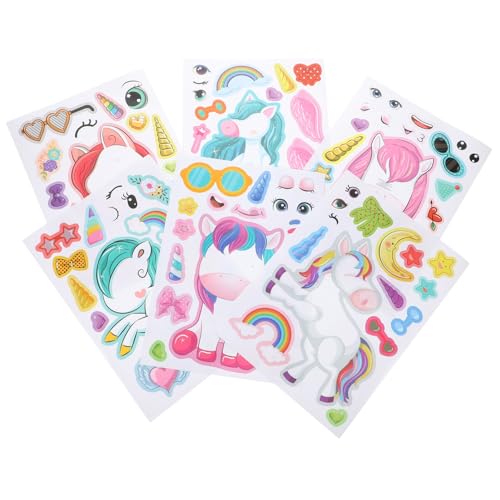 Milisten 24Blätter Einhorn Gesichtsaufkleber DIY Cartoon Aufkleber für Partys und Kreative Bastelprojekte Verschiedene Designs Sticker Design von Milisten