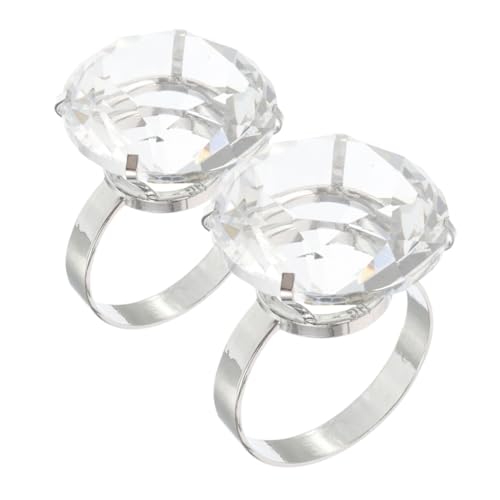 Milisten 2pcs Strasshochgitter Ringe Große Imitation Kristallringe Gefälschte Strassringe Hochzeitsrequisiten Für Das Engagement Brautschmuckzubehör Accessoires von Milisten