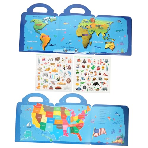 Milisten 2sätze Wiederverwendbares Stickerbuch Für Junge Mädchen Mit Weltkarten Und Amerika-Karte Zum Selbermachen Lernaufkleber Für Kleinkinder Und DIY-Sticker Für Kinderzimmer Milisten 2sätze Wiederverwendbares Stickerbuch Für Junge Mädchen Mit Weltkarten Und Amerika-Karte Zum Selbermachen Lernaufkleber Für Kleinkinder Und DIY-Sticker Für Kinderzimmer von Milisten