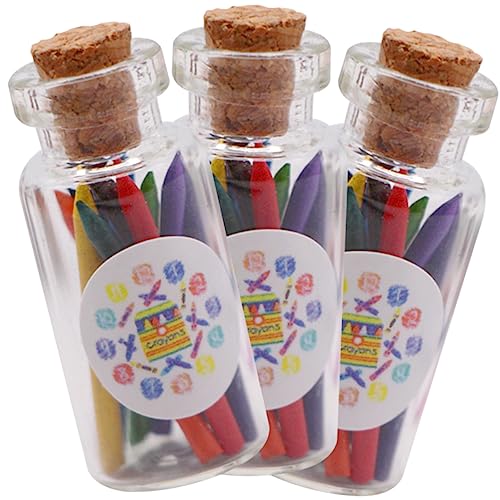 Milisten 3 Satz Crayon -modellzubehör Drinnen Miniatur Buntstiftmodell in Flaschen Puppenhauszubehör Kleine Buntstiftmodelle Puppenhaus-buntstifte Mini-buntstifte-modell Glas von Milisten