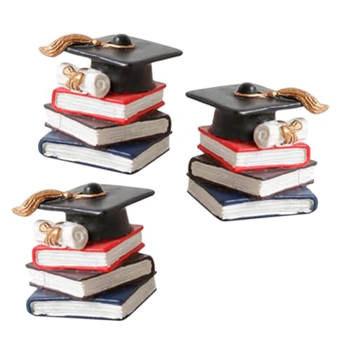 Milisten 3 Stück Abschluss Tortendeko Doktorhut und Bücher für Kreative Kuchendekorationen Partyaccessoires für Graduierungsfeiern von Milisten