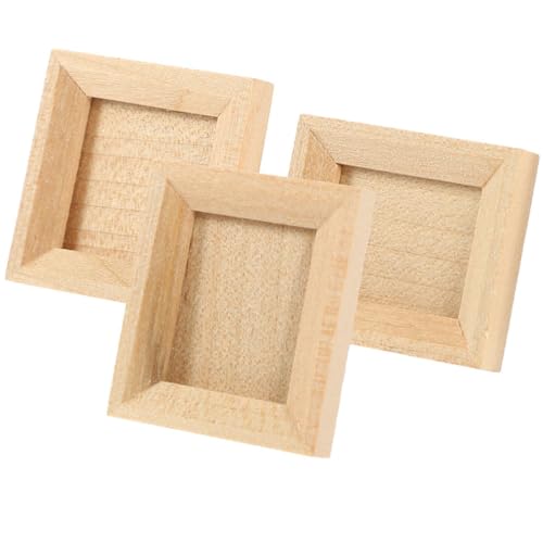 Milisten 3 Stück Mini -Fotorahmen Ornamente Miniatur Klein Mini-Puppenhaus-Fotorahmen unfertige Holzrahmen Bilderrahmen aus Holz zum Basteln Mini-Bilderrahmen Beige von Milisten
