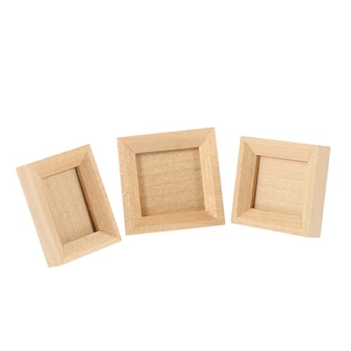Milisten 3 Stück Mini -Fotorahmen Ornamente Miniatur klein Puppe Mini-Hausverzierung Mini-Dekoration Mini-Bilderrahmen Masse Foto -Requisiten Fotorahmen-Modell Holz Beige von Milisten