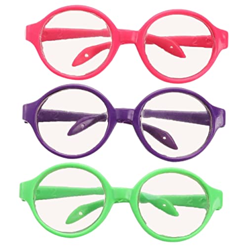 Milisten 3 Stück Puppenbrille Mädchen Gläser Zubehör Puppe Cosplay Brille Puppe Minipuppen-kostümbrille Doll Brille Realistisch Klein Prinzessin Auge Plastik von Milisten