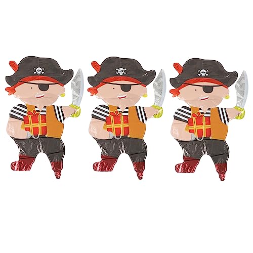 Milisten 3 Stück Teiliges Pirat Captain Luftballon aus Aluminiumfolie Dekoration für Jungen Geburtstagsfeier Piratenparty und Fotorequisiten Sicher und Langlebig von Milisten