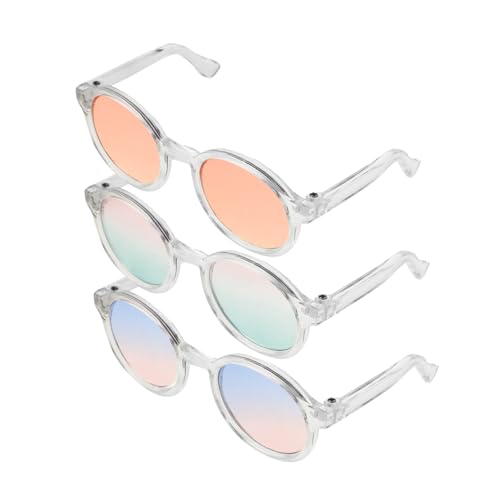 Milisten 3 Stück Zubehör für Puppenbrillen runde Puppenstubengläser Minipuppenbrille Puppen Mini-Brille Minibrille für Puppe DIY Puppenhaus-Brille Kostümzubehör für Minipuppen Plastik von Milisten