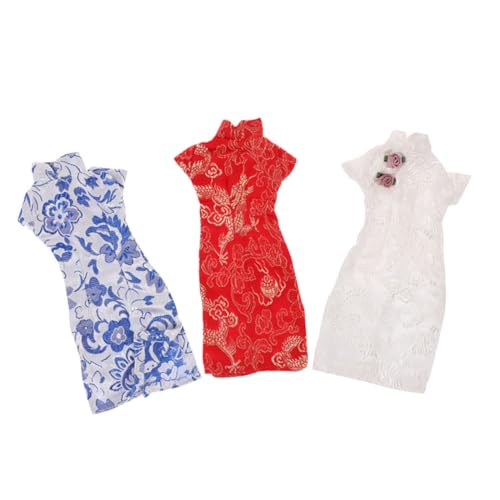 Milisten 3 Stücke Puppen Cheongsam Kleidung für 30cm Puppen Austauschbare Chinesische Puppenkleidung Traditionelles Outfit für Mädchen Wiederverwendbares Kostüm für Kreative Spielideen von Milisten