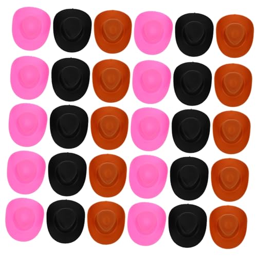 Milisten 30 Stück Mini Cowgirl Hüte DIY Puppenhüte Schwarz und Braun für Bastelprojekte und Partydekoration für Miniaturhäuser und Kreative von Milisten