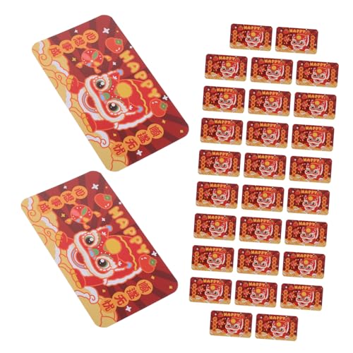Milisten 30 Stück -geschenkkarte Spiele des Neuen Jahres Partyspiele Für Das Neue Jahr Rubbelkarten Silvester Spiele Chinesische Chinesisches Kartenspiel Papier Rot von Milisten