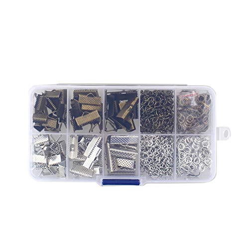 Milisten 370 Stück Metall Band Endstücke Hummer Krallen Clips Verschlüsse mit Springsringen und Kettenverlängerungen für Basteln Schmuck Handwerk Zubehör (Bronze Silber) von Milisten