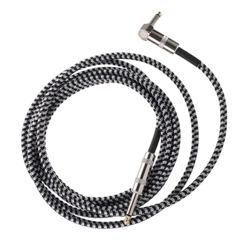 Milisten 3M Gitarrenkabel mit Schwarzem und Weißem Geflochtenem Design Gerader und Rechtwinkliger Stecker für Gitarre Mikrofon und Audioanlagen von Milisten