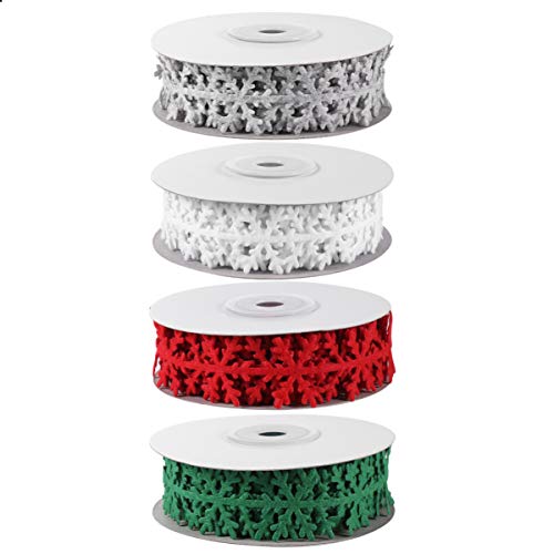 Milisten 4 Rollen 5 Schneeflockenband Spitzenband Weihnachten Schneeflocke Trim Band Wickelband Schneeflocke Dekorative DIY Scrapbook Nähen Band (4 Farben) von Milisten