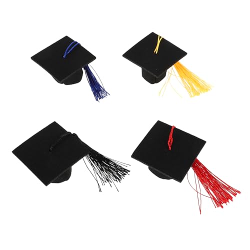 Milisten 4 Stück Dr. Puppenmütze Haarnadel selber Machen glückwunsch Grad Party Party-Weinaufsätze Mini-Caps mit Quaste Puppen -Make -up Mini-Dekokappen Mini-Quastenkappen gefühlt Schwarz von Milisten