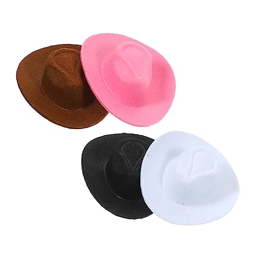 Milisten 4 Stück Mini-cowboyhut Puppenhüte Miniaturhüte Minihüte Zum Basteln Mini-Cowgirl-hüte Für Getränke Austauschbare Minihüte Hut Für Minihauspuppe Mini-hüte Kleine Hüte Mini-Hut Vlies von Milisten