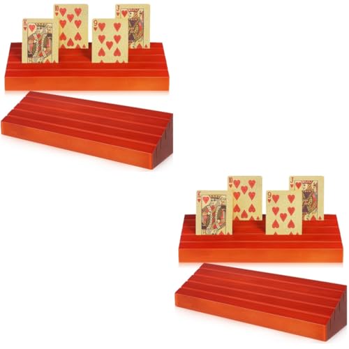 Milisten 4 Stück Spielkartensockel Aus Holz Spielkartendeckhalter Kartenspielkartenhalter Hände Kartenhalter Spielkarten Organizer Spielkartentablett Spielkartenhalter Tablett von Milisten