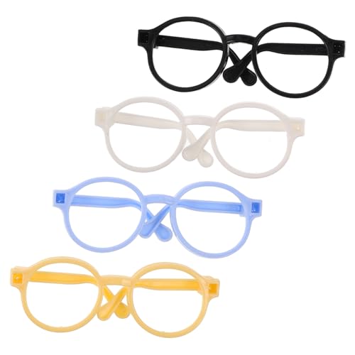 Milisten 4 Stück Spielzeugzubehör Puppe verkleiden Zubehör winzige Brille Miniatur-Dinge Brillengestell für Puppe Zubehör für Miniatur-Puppenbrillen Brille für Puppe Mini-Brille Plastik von Milisten