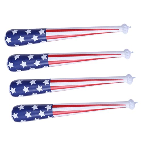 Milisten 4 Stück Teiliges Aufblasbares Baseballschläger mit Amerikanischer Flagge PVC Material Langlebig und Farbenfroh als Partyzubehör und Jubelspielzeug für Juli Feierlichkeiten von Milisten