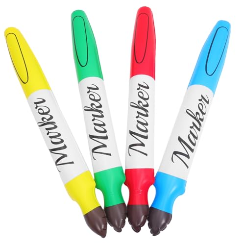 Milisten 4 Stück Teiliges Aufblasbares Marker Set PVC Riesen Marker in Leuchtenden Farben Wiederverwendbare Dekoration für Schulanfang Geburtstags und Party Deko Kinderfreundlich und von Milisten